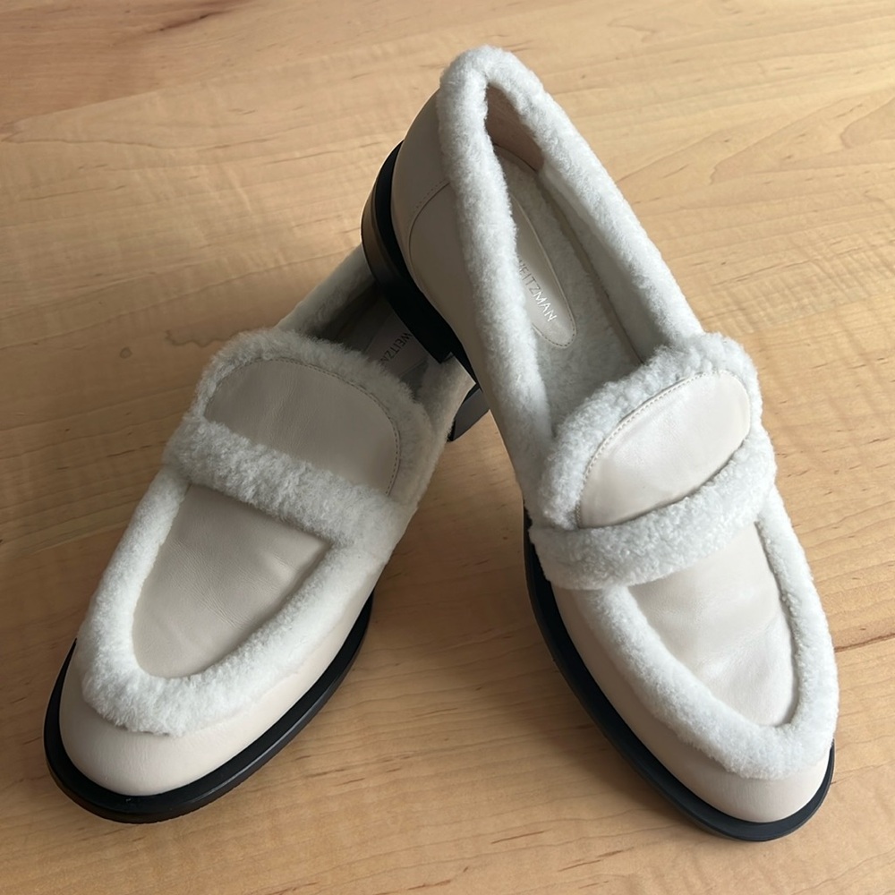 ๐ STUART WEITZMAN Palmer Chill Fur Lined Loafer Flats Shoes - Picture 1 of 9
